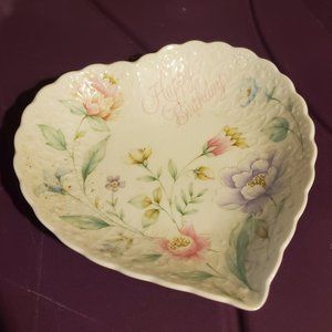 Mikasa Bone China Heart Shaped Happy Birthday Floral Trinket Dish - GUC